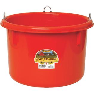 MILLER FEED TUB PLASTIC ROUND W/HOOKS 8GAL RED P800