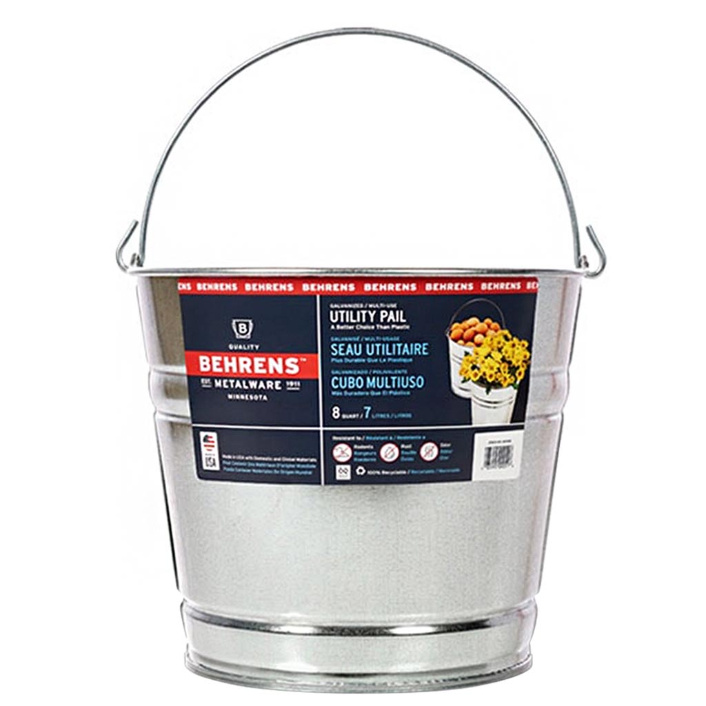 BEHRENS PAIL HOT DIPPED STEEL 8QT 1208