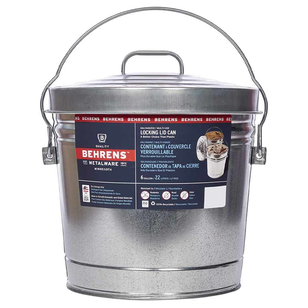 BEHRENS CAN W/ LOCKING LID GALVANIZED STEEL 6GAL 6106