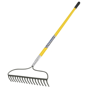 VULCAN BOW RAKE 17&quot; 16-TINE STEEL 60&quot; FIBERGLSS HNDL- 34548 R16-AMF