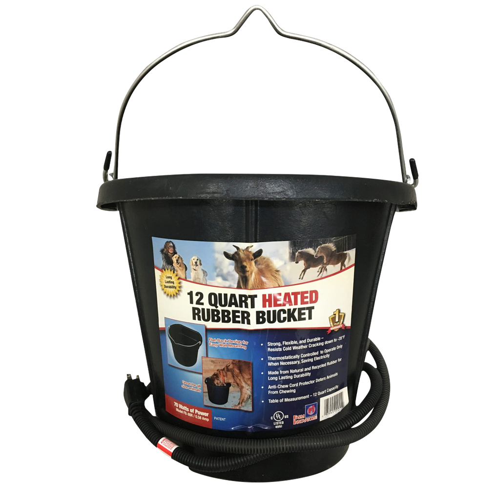 FARM INNOVATORS HEATED RUBBER FLAT BACK BUCKET 12QT