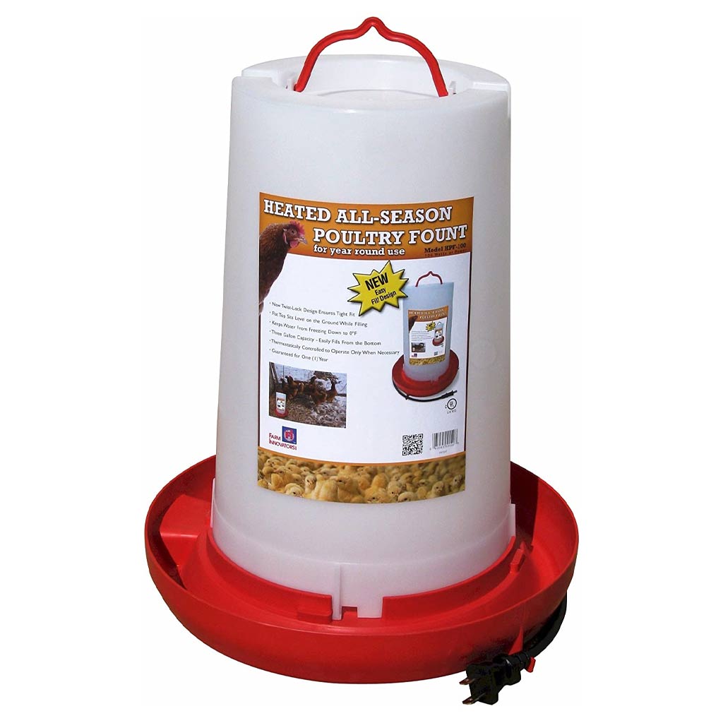 FARM INNOVATORS HEATED POULTRY WATERER 3GAL 100W (HPF-100)