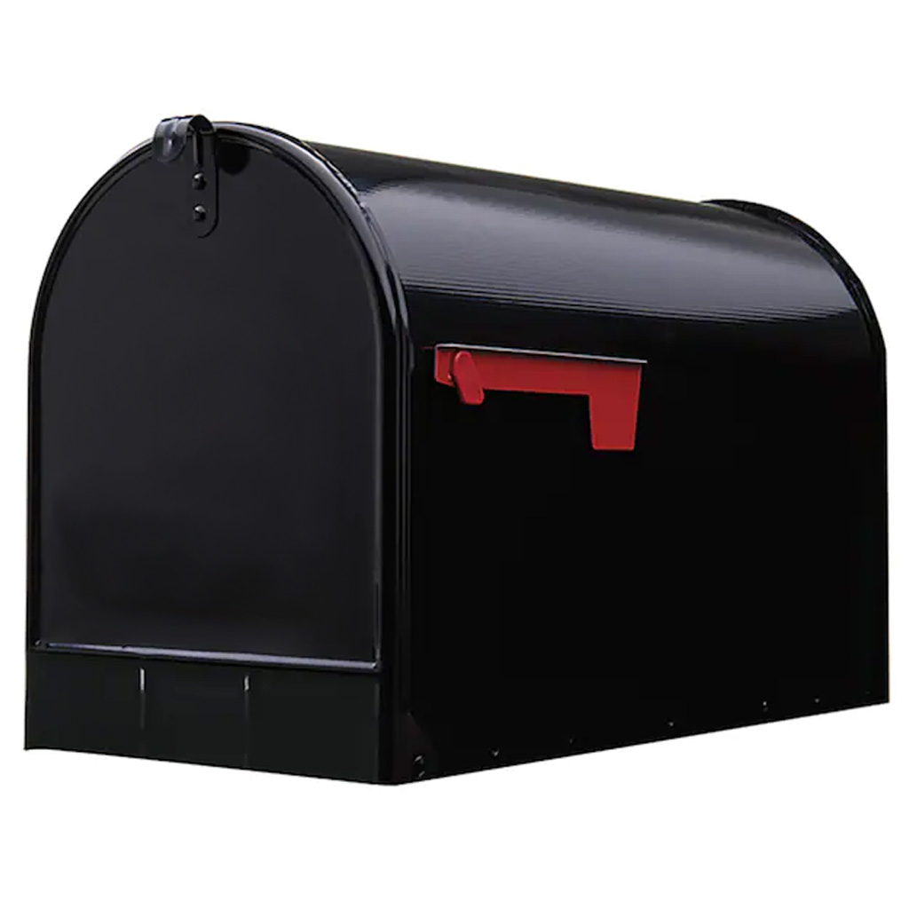 DV - DANCY MAILBOX RURAL BLACK w FLAG GALV. STEEL 20x7x9&quot;