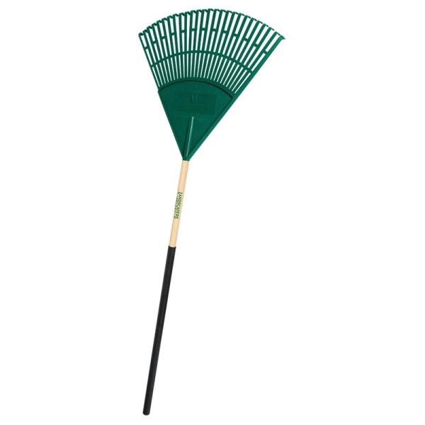 LANDSCAPERS SELECT LEAF RAKE, 24" 26-TINE POLY 48" WOOD HNDL - 34586