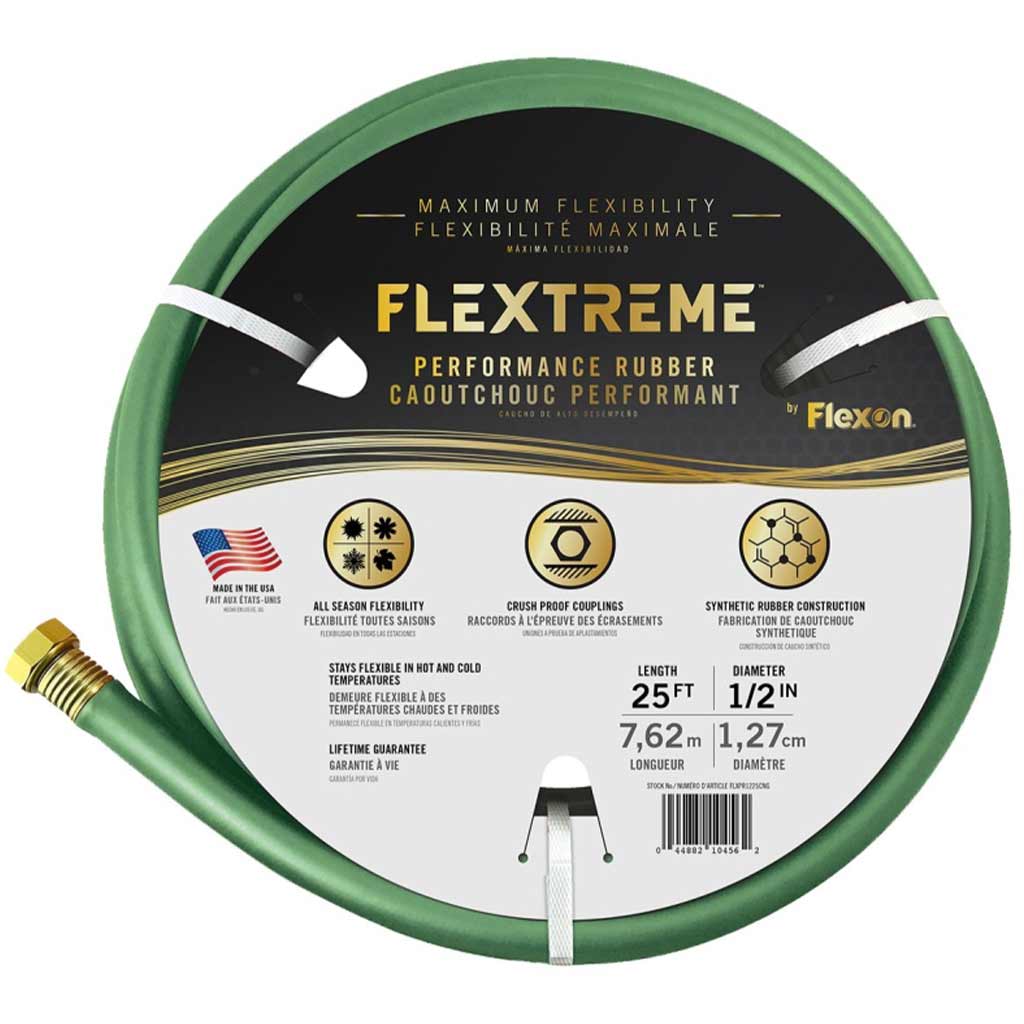 FLEXON GARDEN HOSE 1/2"X25' RUBBER PH1225G
