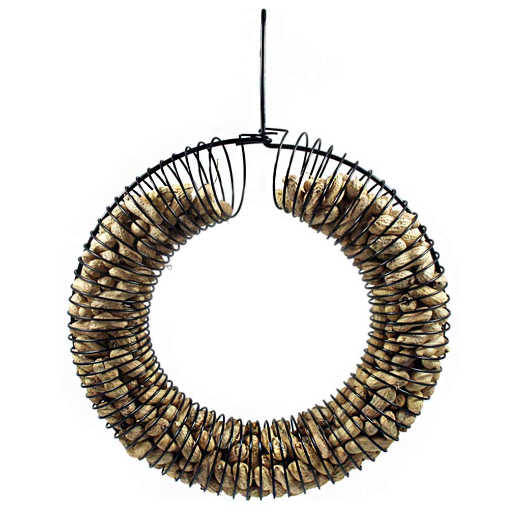 PINEBUSH PEANUT FEEDER WREATH BLACK