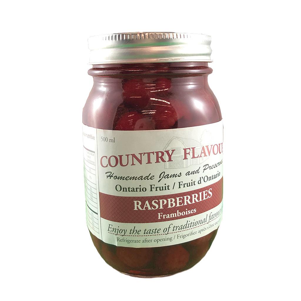 COUNTRY FLAVOUR 500ML RASPBERRIES CANNED 