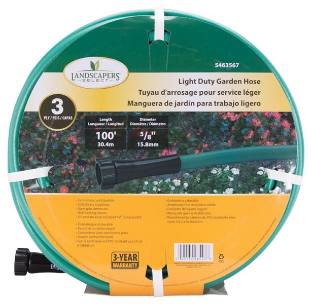 LANDSCAPERS SELECT GARDEN HOSE LIGHT DUTY 100FT 5/8" PVC