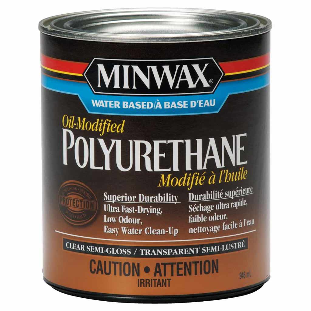 MINWAX OIL-MODIFIED POLYURETHANE SEMI-GLOSS CLR WATER BASED 946ML