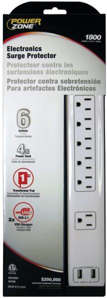 POWERZONE SURGE 6 OUTLET 1800J STRIP