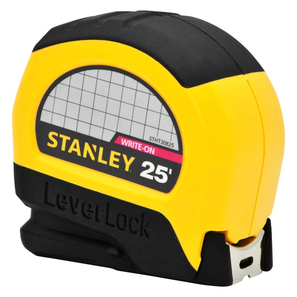 DV - STANLEY MEASURING TAPE LEVERLOCK 25FT ABS CASE BLK/YELLOW STHT30825