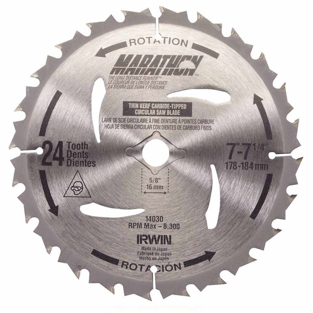 IRWIN MARATHON 14030 CIRCULAR SAW BLADE 7-1/4"DIA 24 TEETH