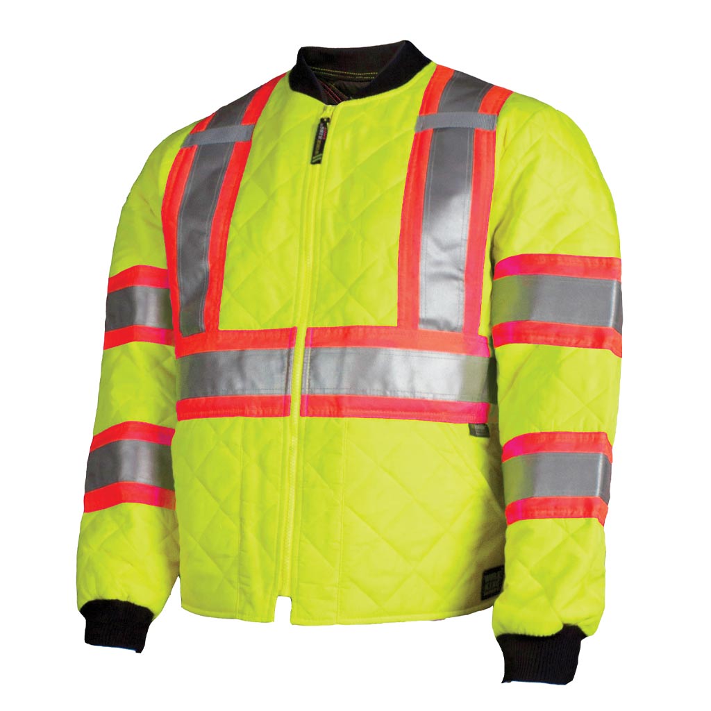 DMB - WORK KING HIVIS QUILTED TRUCKER REG FLOURESCENT GREEN LRG