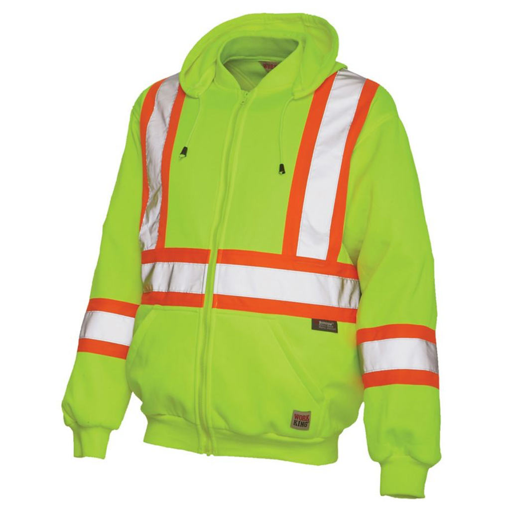 DMB - WORK KING HIVIS ZIP HOODIE REG FLUORESCENT GREEN MED