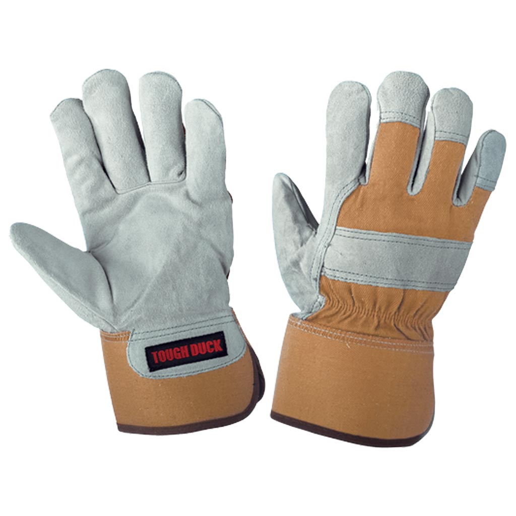 TOUGH DUCK COW SPLIT LEATHER FITTERS LINED GLOVE BROWN (M)