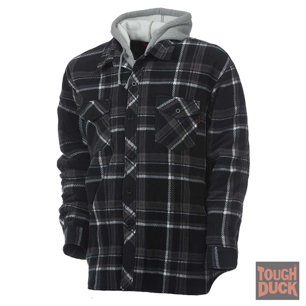 DV - TOUGH DUCK MEN'S BERBER LINED FLEECE SHIRT BLACK/GREY PLAID XL