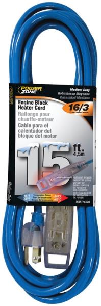 POWERZONE ENGINE BLOCK HEATER CORD, 15'L, BL