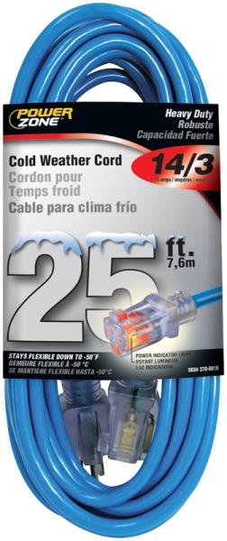 POWERZONE SINGLE ENDED EXTENSION CORD, 14/3, 25 FT