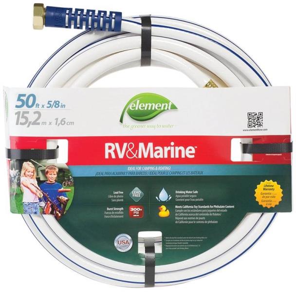 ELEMENT WATER HOSE 50' MARINE/RV 5/8&quot;D WHITE MRV58050