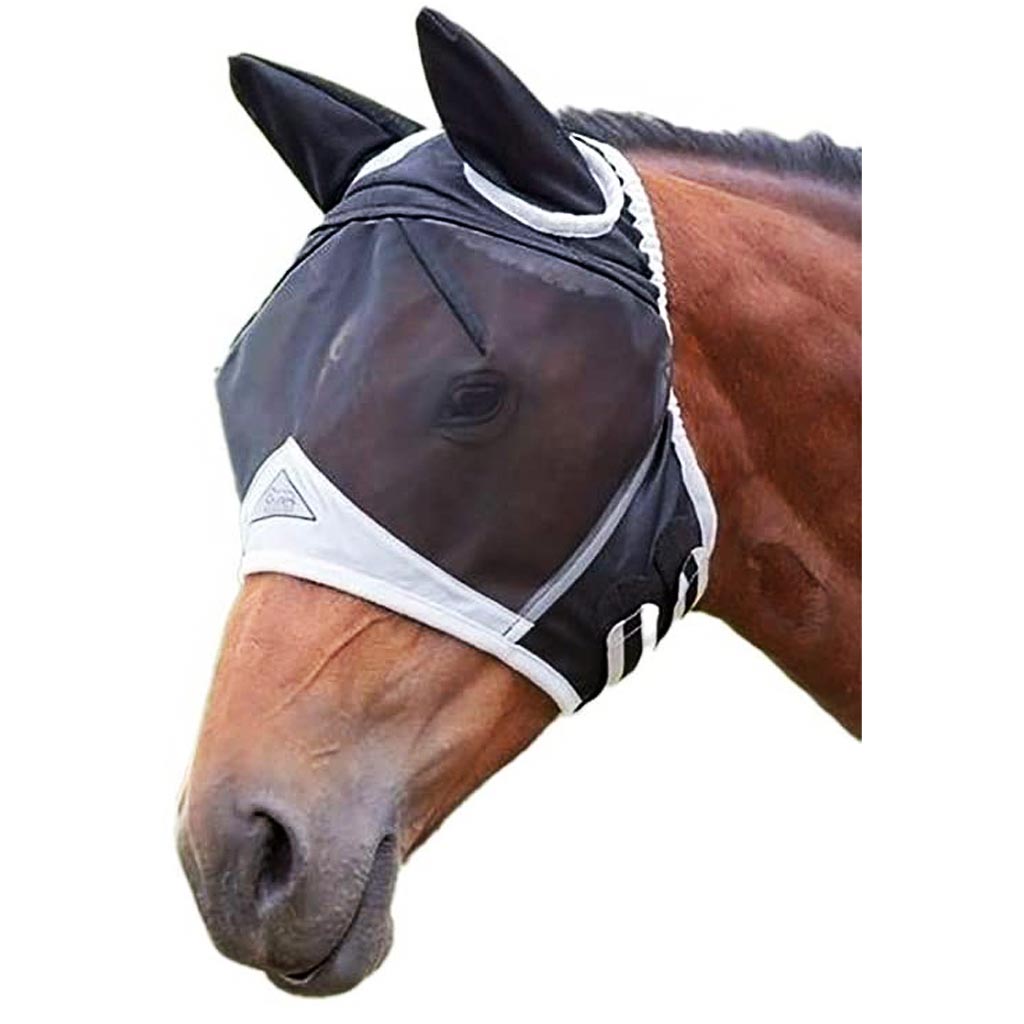 SHIRES FINE MESH FLY MASK W/ EARS BLACK COB 