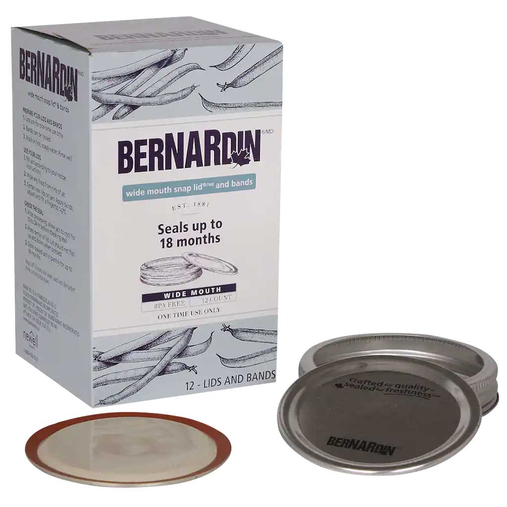BERNARDIN SNAP LID WIDE MOUTH LIDS & BANDS (12PK)