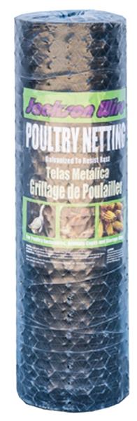 JACKSON WIRE VINYL-COATED POULTRY NETTING 20GA 25'LX24"W, 1" MESH GALV. BLACK