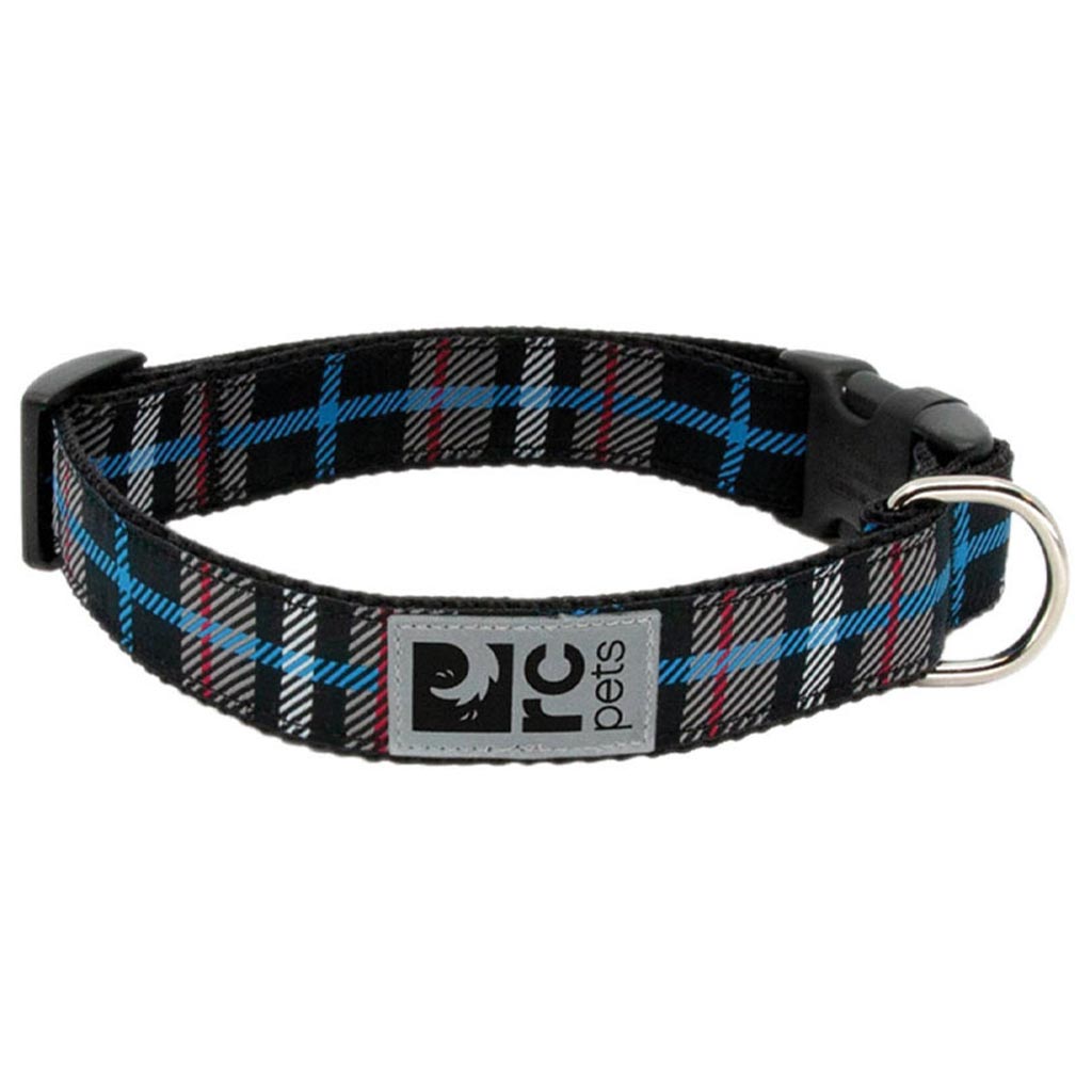 DV - RC PETS CLIP COLLAR LRG 1&quot; BLK TWILL PLAID