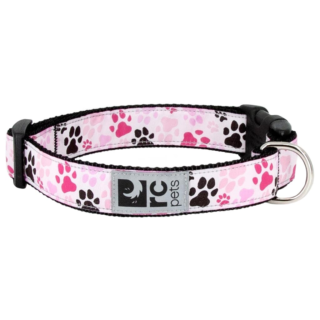 DMB - RC PETS PRODUCTS CLIP COLLAR LRG 1&quot; PITTER PATTER PINK