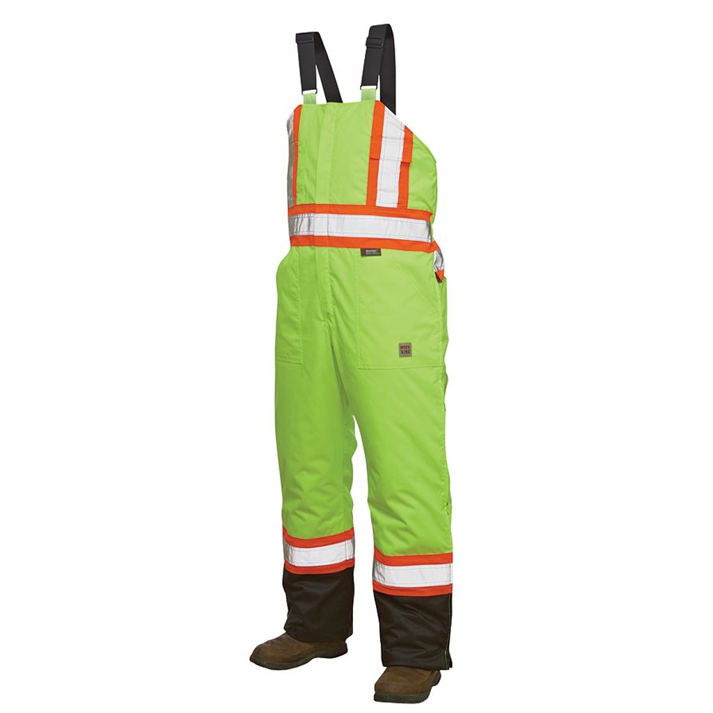 DMB - WORK KING MENS HIVIS WPB BIB OVERALL FLUORESCENT GREEN XL