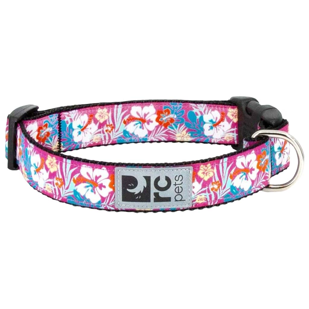 DV - RC PETS CLIP COLLAR MED 1&quot; HIBISCUS