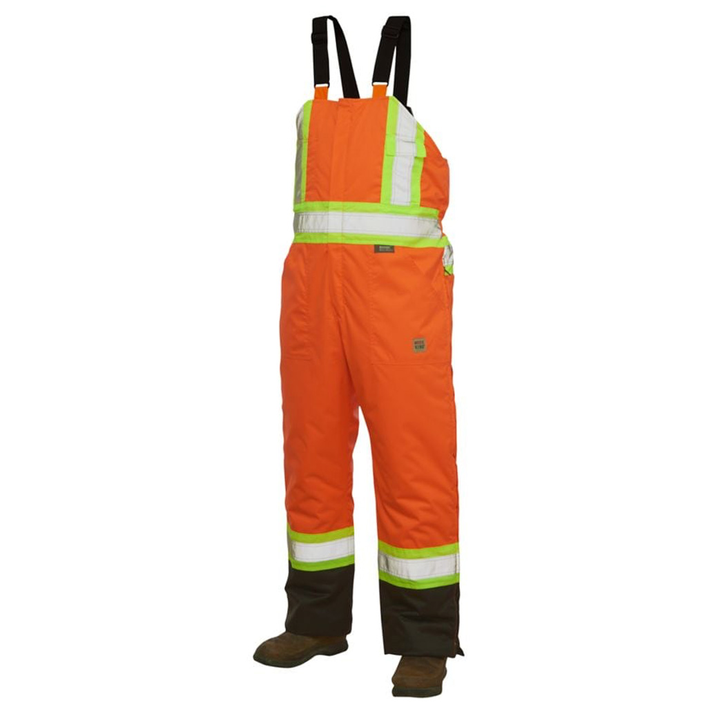 DMB - WORK KING MENS HIVIS WPB BIB OVERALL FLUORESCENT ORANGE MED