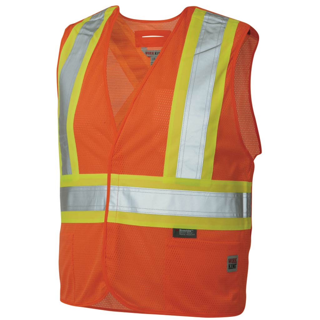 WORK KING HIVIS TEARWAY MESH VEST FLUORESCENT ORANGE MED