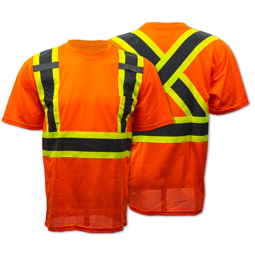 DMB - WORK KING SAFETY T-SHIRT POCKET FLUORESCENT ORANGE LRG