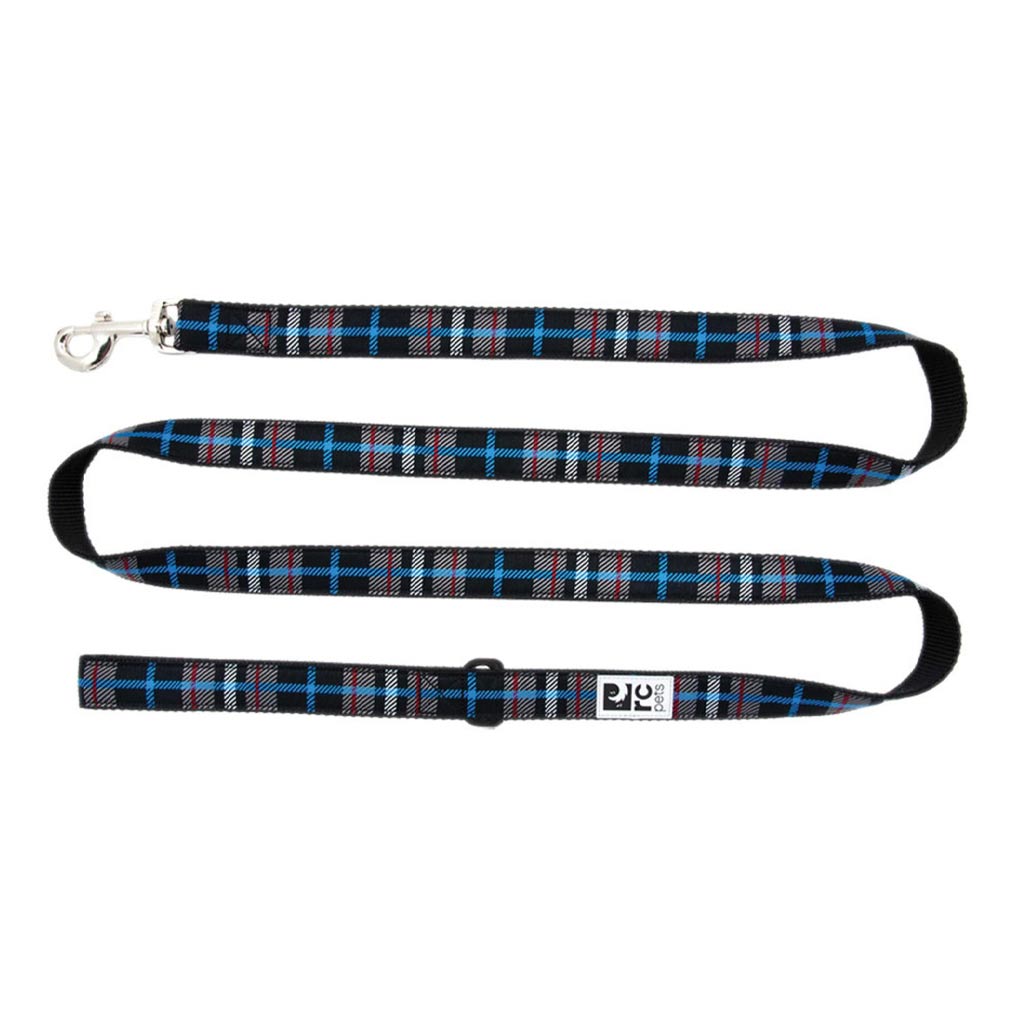 DV - RC PET LEASH 1&quot;X6' BLK TWILL PLAID