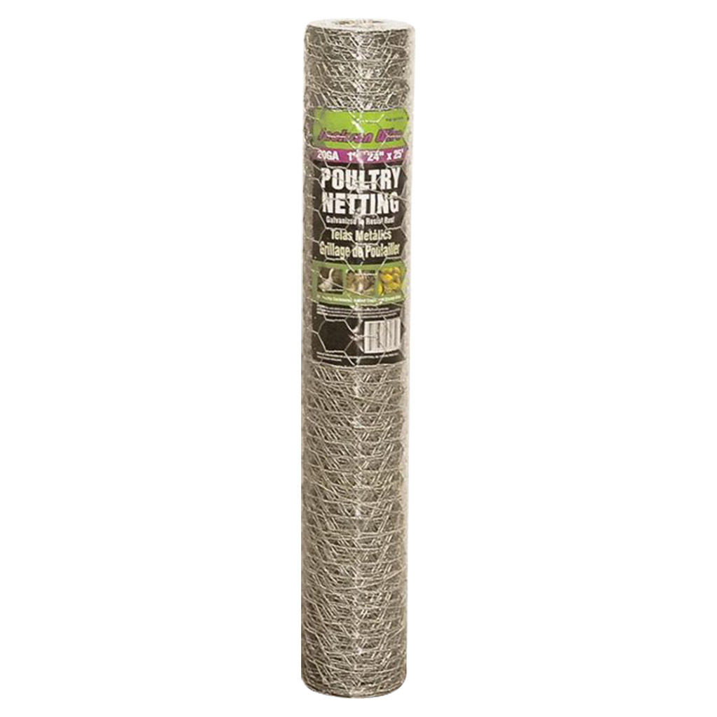 JACKSON WIRE POULTRY NETTING 20GA 50'LX24"W, 2" HEX MESH GALV.