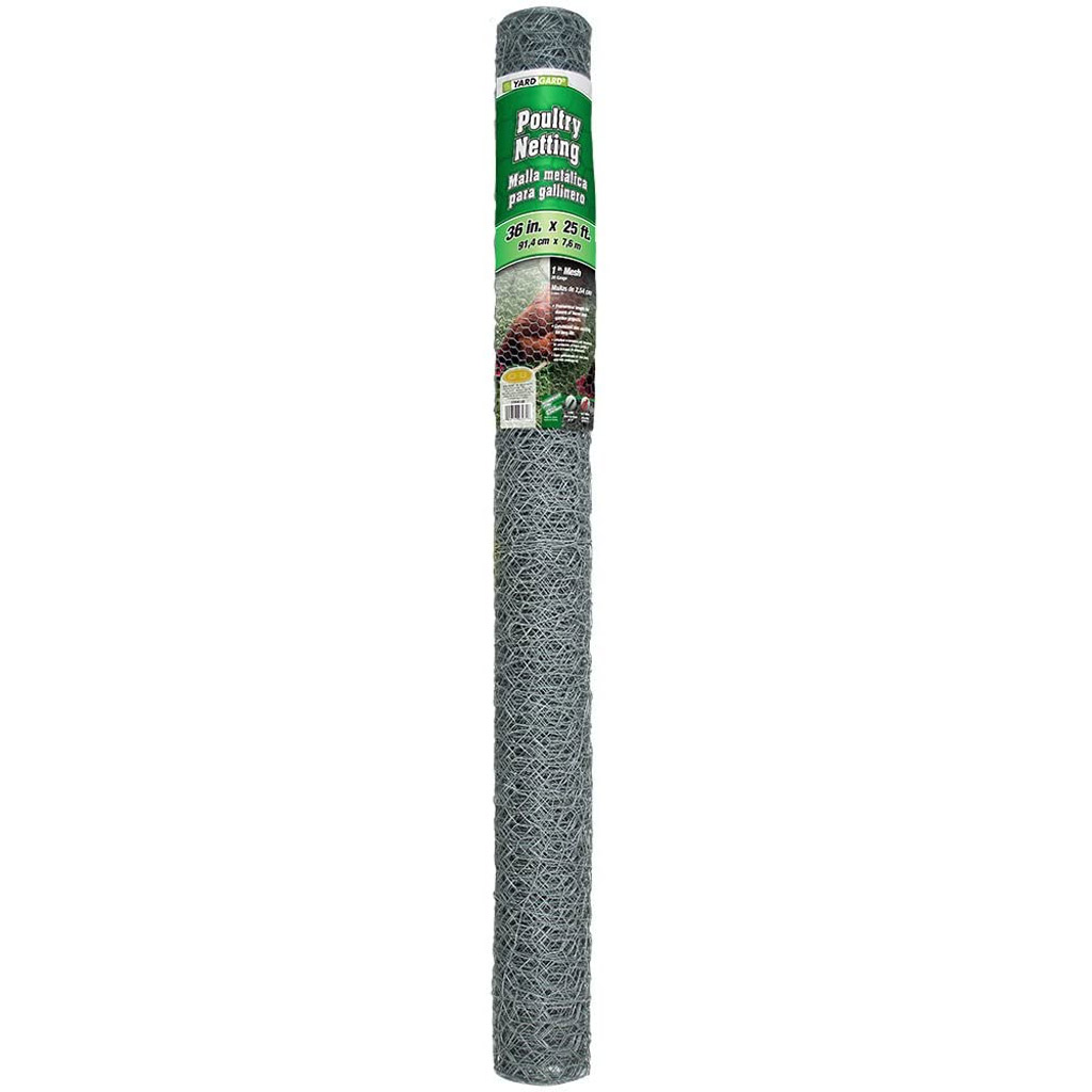 JACKSON WIRE POULTRY NETTING 20GA 25'LX36"W, 1" HEX MESH GALV.
