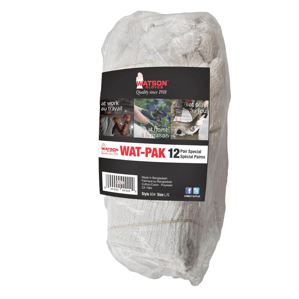 DV - WATSON GLOVES WAT-PAK WHITE KNIGHT POLY/COTTON SEAMLESS KNIT (12 PACK)