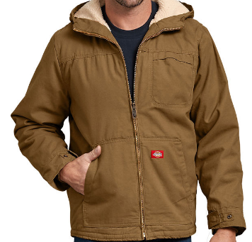 DV - DICKIES MEN'S LARGE DUCK SHERPA LINED HOODED JACKET BROWN