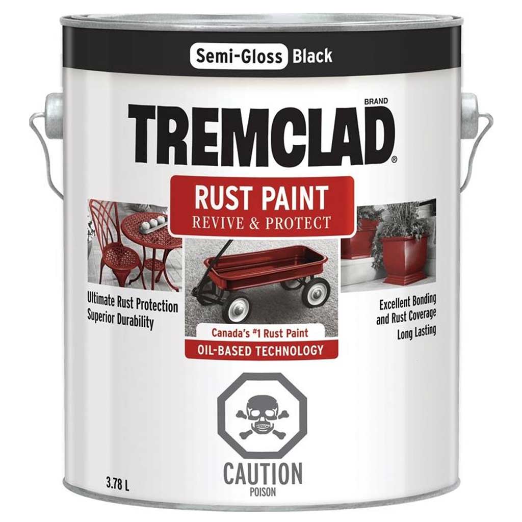 RUSTOLEUM TREMCLAD RUST PAINT SEMI GLOSS BLACK 3.78L