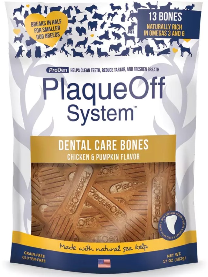 PLAQUE OFF SYSTEM DENTAL BONES - CHICKEN & PUMPKIN 482g