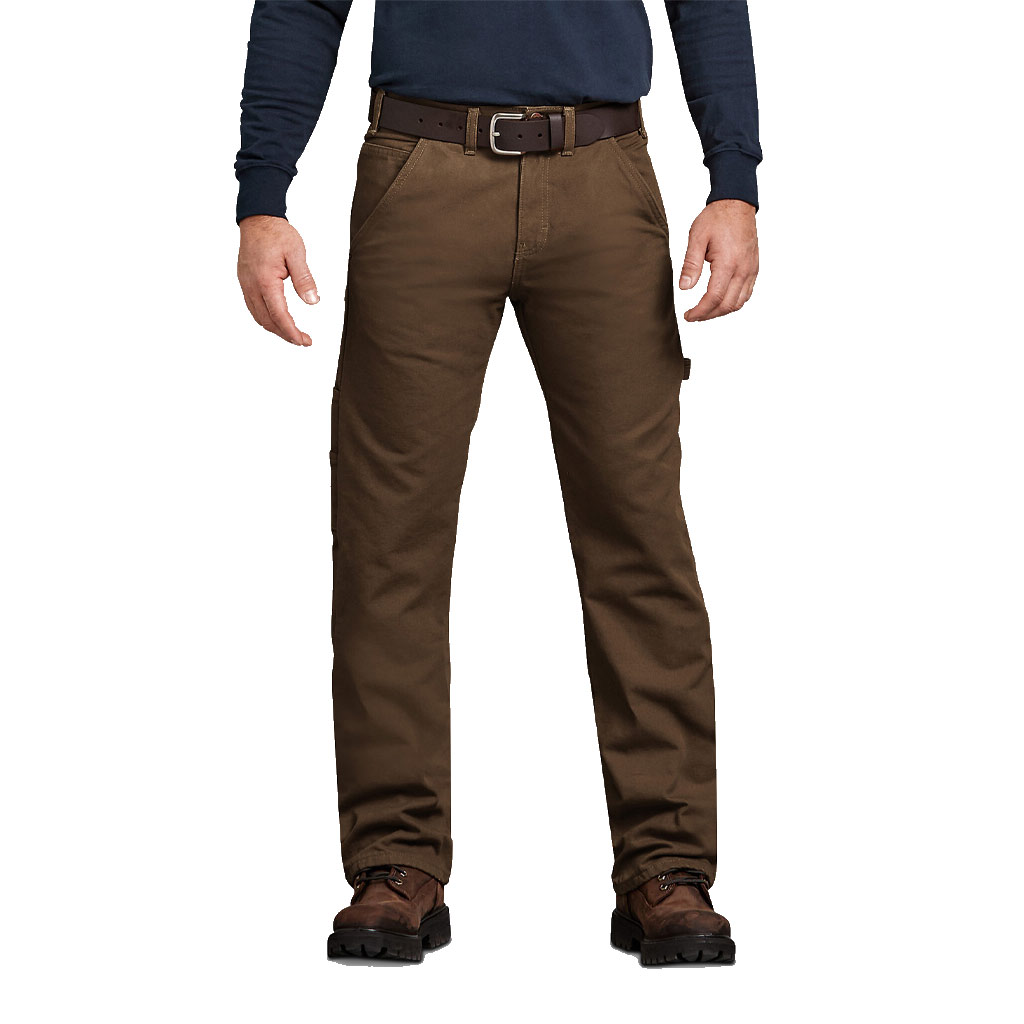 DV - DICKIE'S DUCK RELAXED STRAIGHT FIT FLANNEL LINED CARPENTER JEAN BROWN