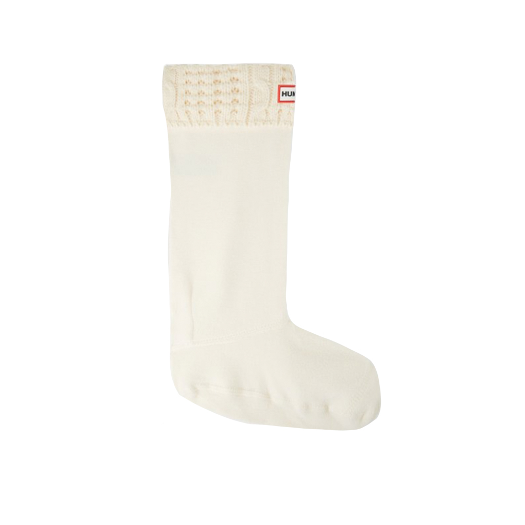 DV - DR - HUNTER 6 STITCH CABLE KNIT TALL SOCK NATURAL WHITE ( L: 8, 9, 10)