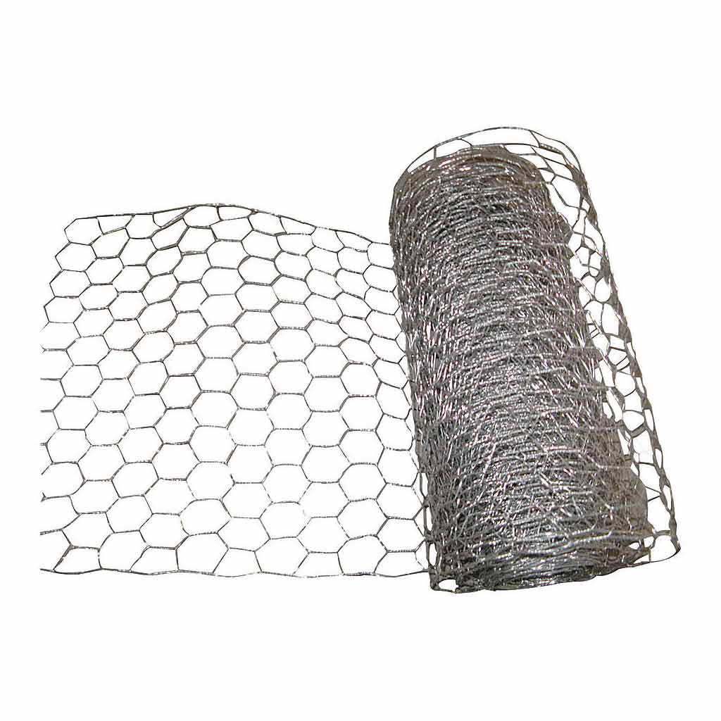JACKSON WIRE POULTRY NETTING 20GA 50'LX18&quot;W, 1&quot; HEX MESH GALV.