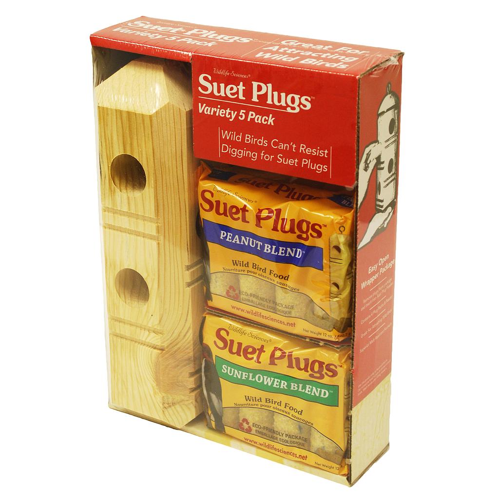 DMB - WILDLIFE SCIENCE SUET PLUG VARIETY W/FEEDER (4+1)(5PK)