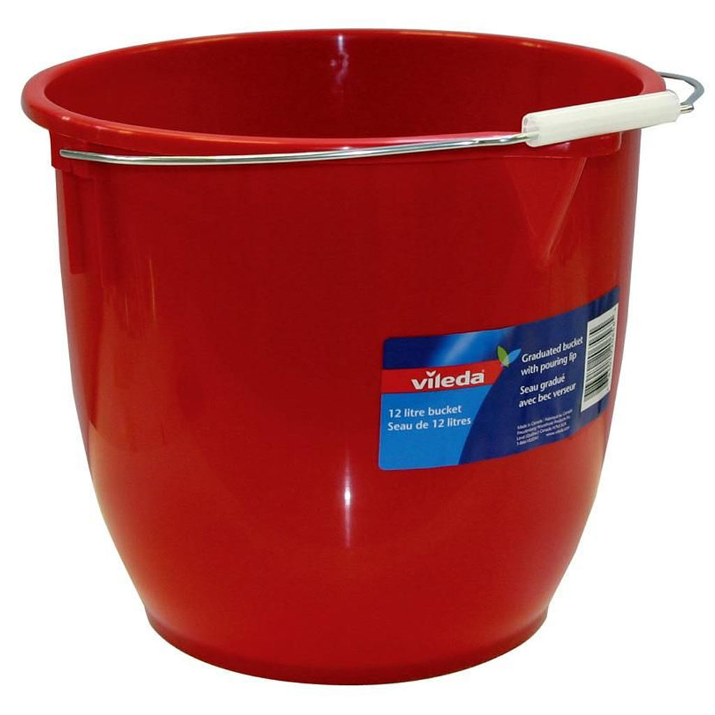 VILEDA GRADUATED BUCKET 12L RED PLASTIC