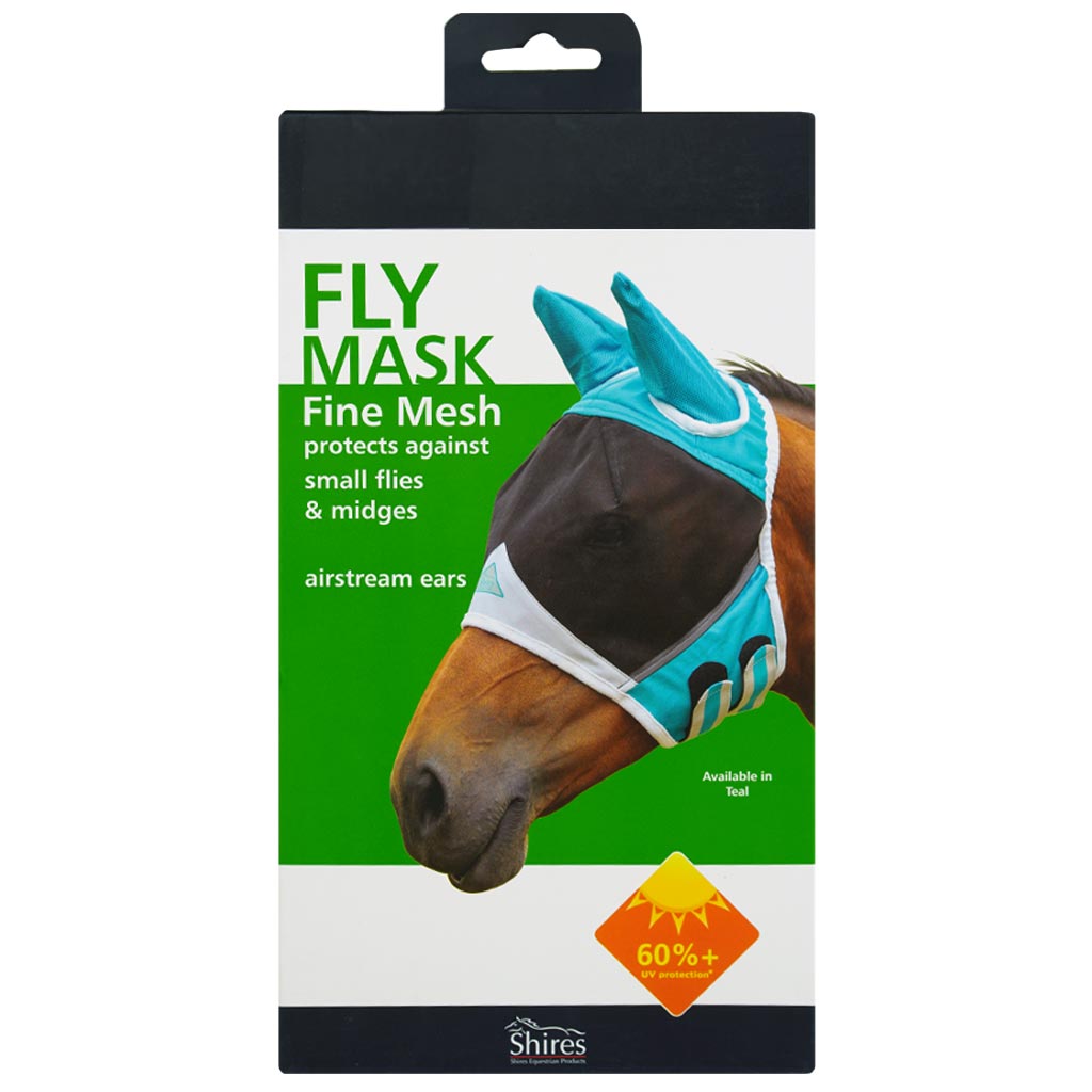 SHIRES FINE MESH FLY MASK W/ EARS TEAL COB