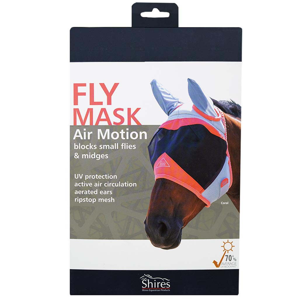 DMB - SHIRES 3D AIR MOTION FLY MASK WITH EARS CORAL FULL