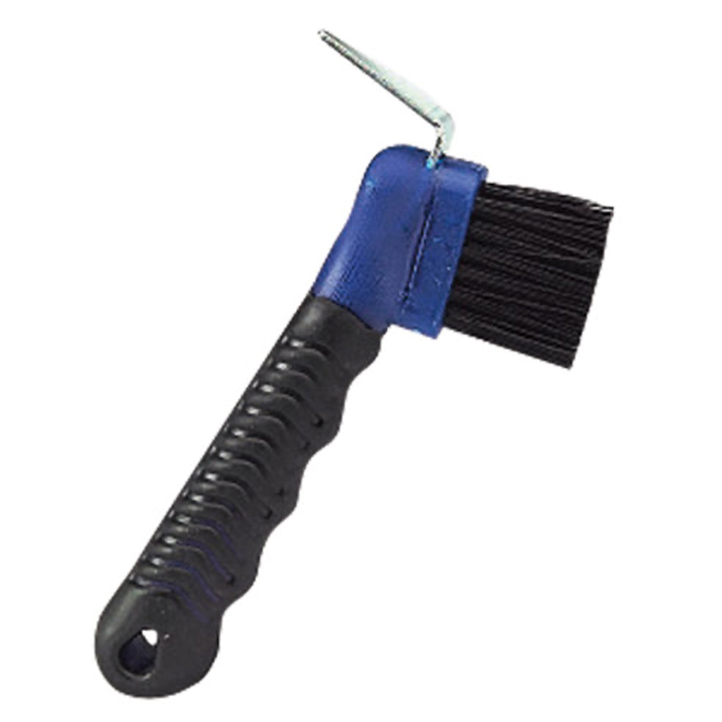 DMB - HOOF PICK W/ BRUSH RUBBER GRIP NAVY