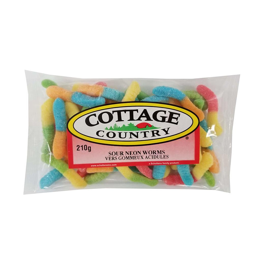 COTTAGE COUNTRY SOUR NEON GUMMY WORMS