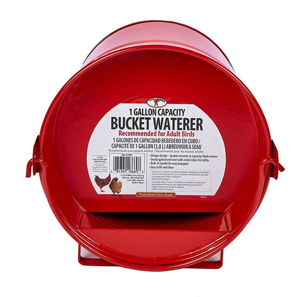 DMB - MILLER 1 GAL GALV BUCKET WATERER RED 